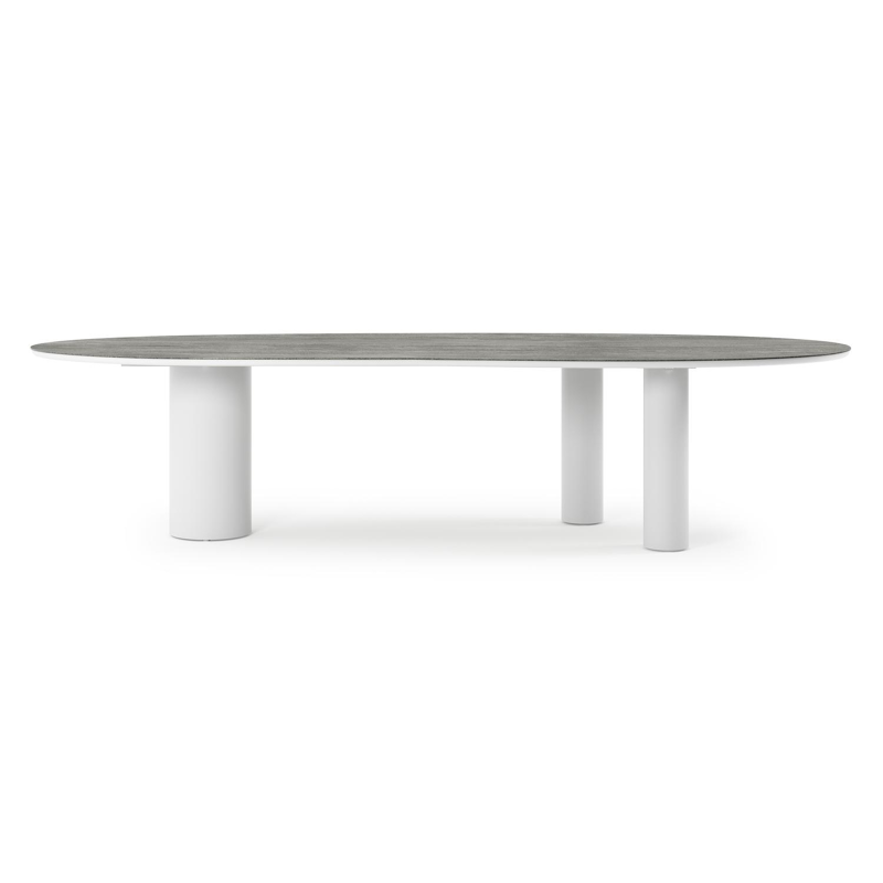 Organo tuintafel organisch in wit aluminium en volkeramiek Aspen Grey - L 320 x B 120 x H 74 cm