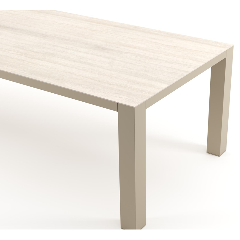 Nano tuintafel rechthoekig in beige aluminium en volkeramiek Travertino Bianco - L 280 x B 110 x H 75 cm