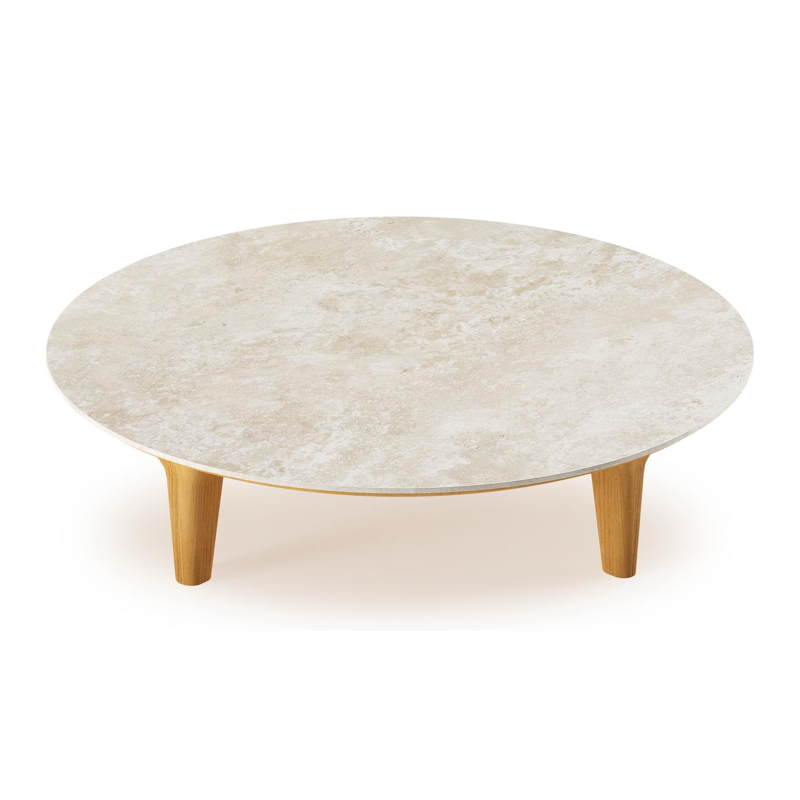 Bomero loungetafel in teak and volkeramiek Rapolano - Dia. 85 cm