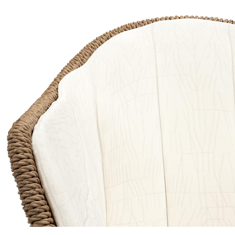 Pagino tuinstoel in teak en bruin ronde wicker met zitkussen in All Weather Sunbrella® Luxe Natte White