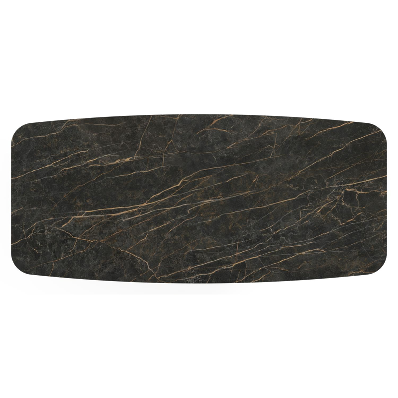 Lacrima tuintafel bootvorm in beige aluminium en volkeramiek Black Obsession - L 255 x B 115 x H 74 cm