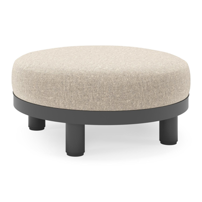 Donato lounge poef in zwart aluminium met All Weather Sunbrella® Luxe Chartres Pewter kussen