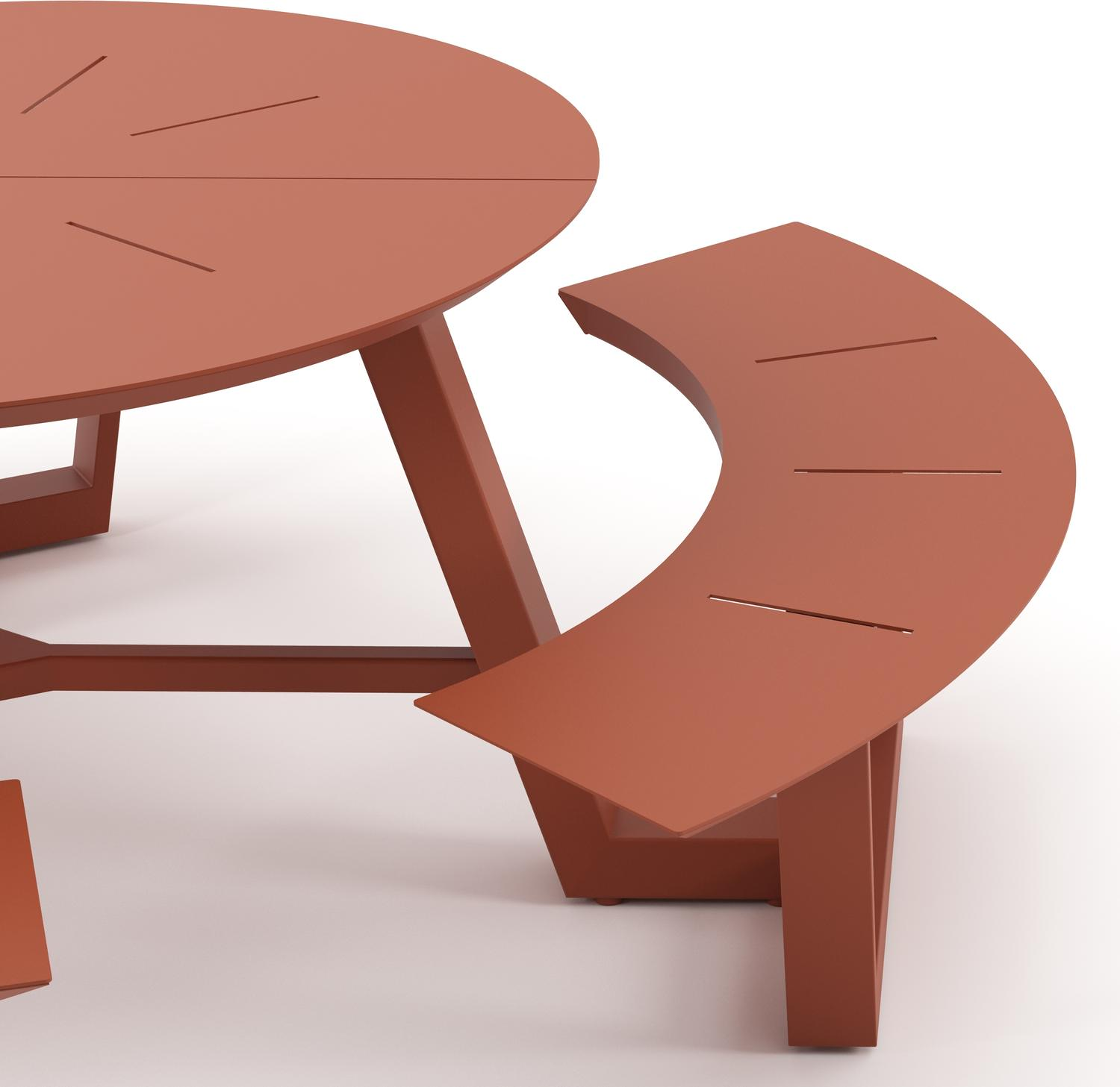 Rondino picknicktafel in roestbruin aluminium - Dia. 207 x H 71.5 cm