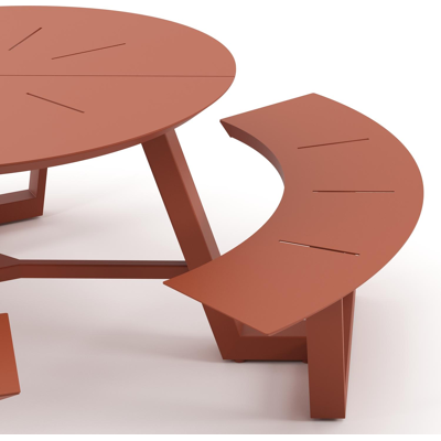 Rondino picknicktafel in roestbruin aluminium - Dia. 207 x H 71.5 cm