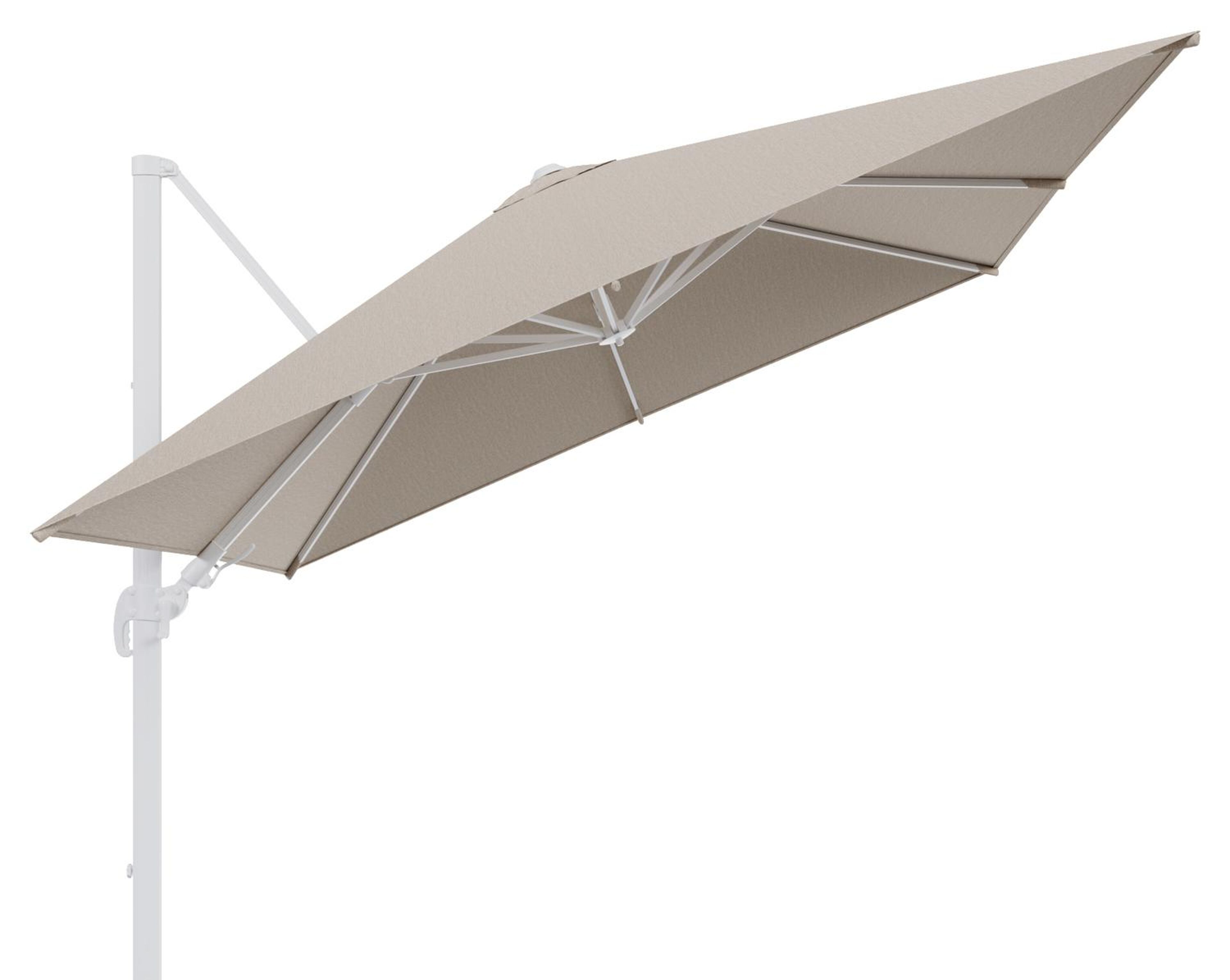 Avola zweefparasol met tiltfunctie in wit aluminium met rustic weather+ softtouch parasoldoek - L1 300 x L2 300 cm (zonder voet)
