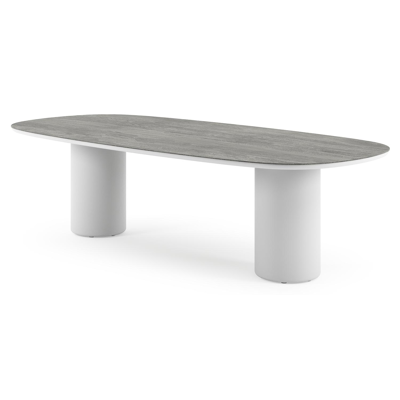 Amico tuintafel bombo in wit aluminium en volkeramiek Aspen Grey - L 270 x B 125 x H 73.5 cm