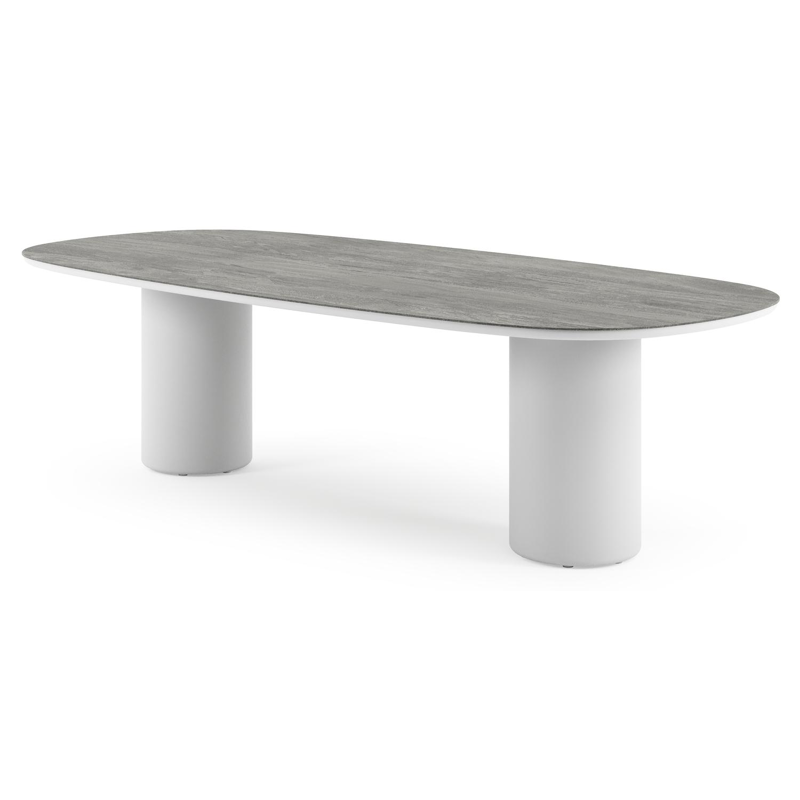 Amico tuintafel bombo in wit aluminium en volkeramiek Aspen Grey - L 270 x B 125 x H 73.5 cm