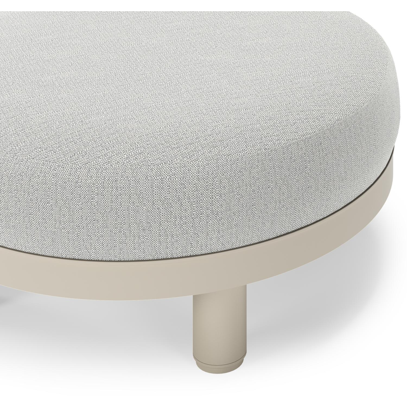 Salon de jardin pouf Donato en aluminium beige et coussins en all weather sunbrella® luxe Savane Nimbus