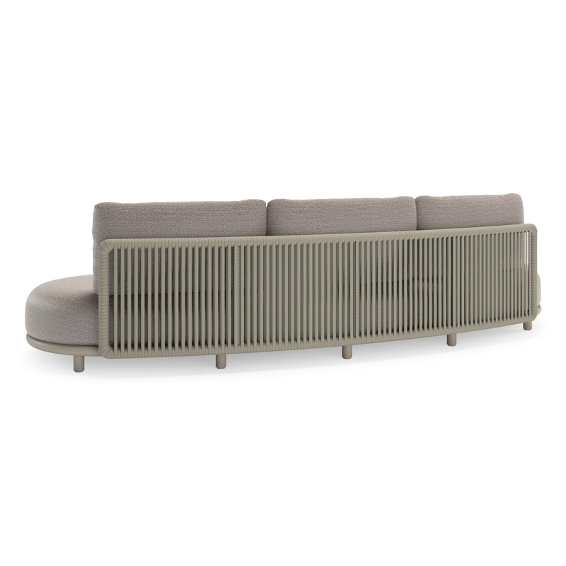 Lomano loungebank in beige aluminium en beige verticaal geweven luxe vlakke rope met Wander Granite all weather sunbrellaÂ® luxe