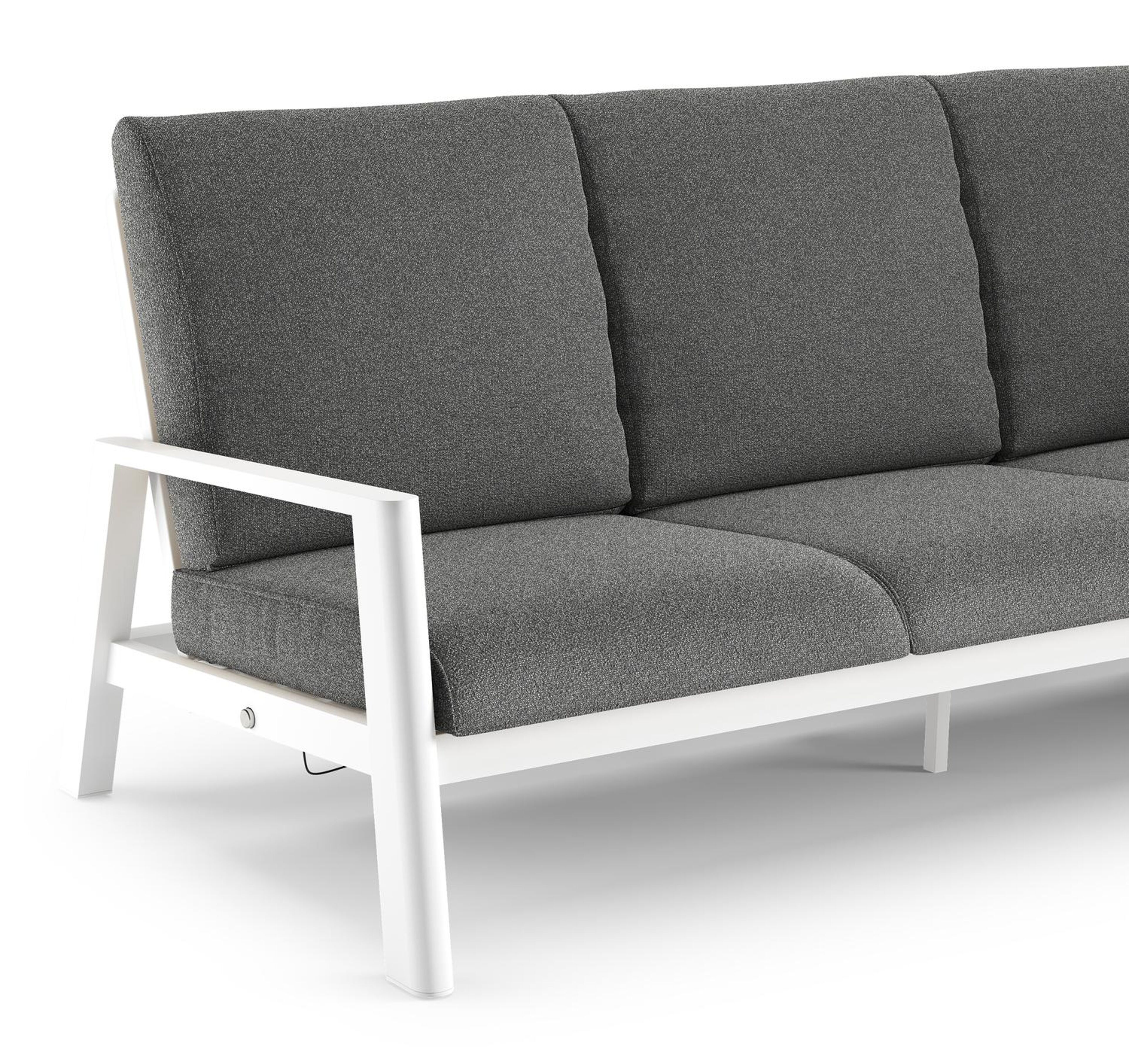 Cirello loungebank in wit aluminium met catania black all weather cosytica kussen