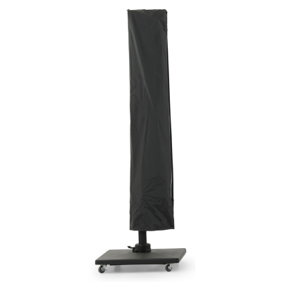 Avola zweefparasol met tiltfunctie in zwart aluminium met grijs polyester parasoldoek - L1: 300 x L2: 200 cm (met voet)