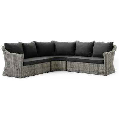 Salon de jardin d'angle Borello en résine tressée gris en gris weather+ softtouch