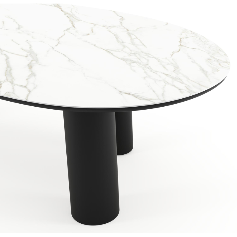 Amico tuintafel mango in zwart aluminium en volkeramiek Calacatta - L 260 x B 130 x H 74 cm