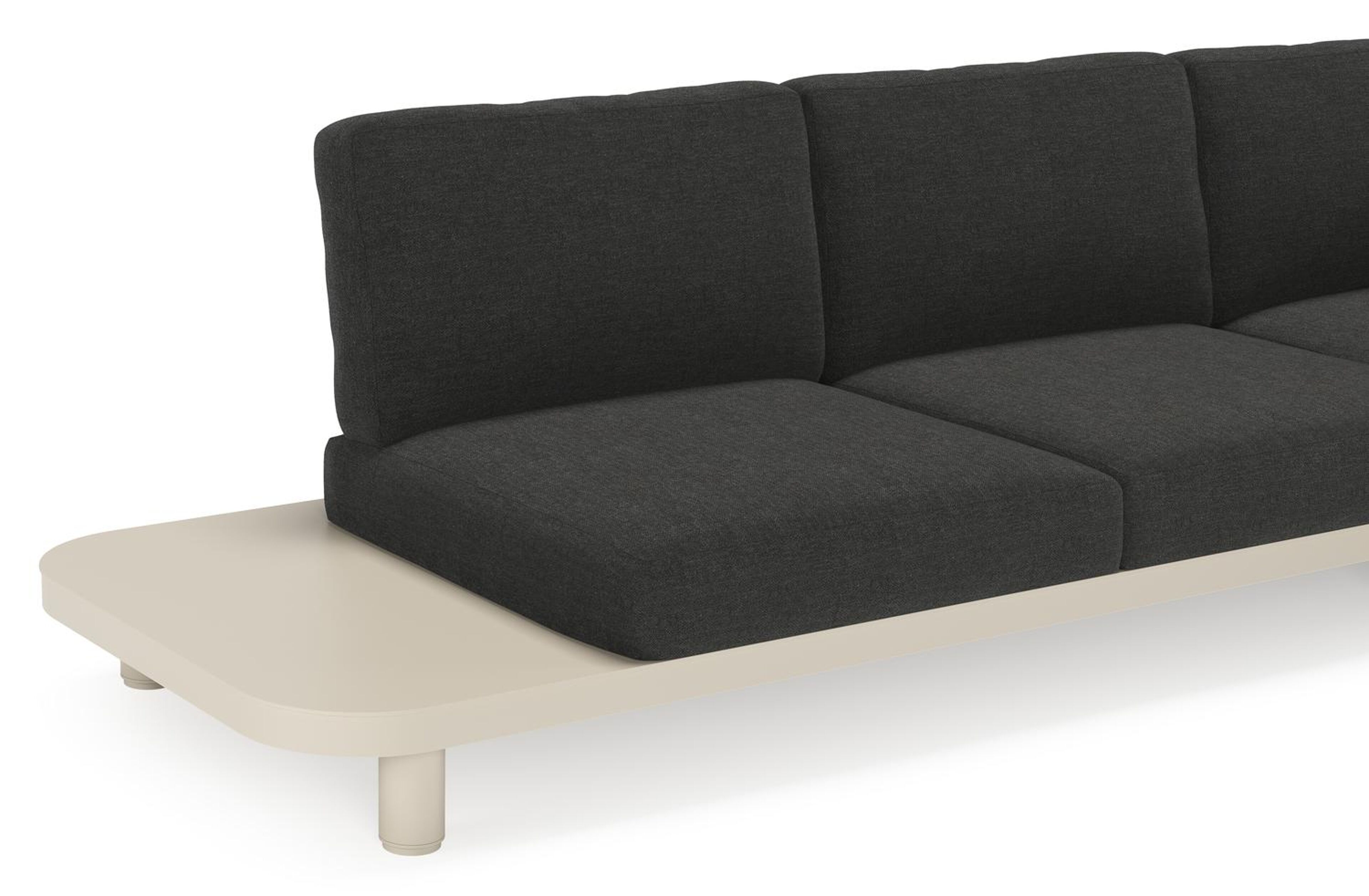 Salon de jardin d'angle Donato en aluminium beige et coussins en all weather sunbrella® luxe chartres sooty