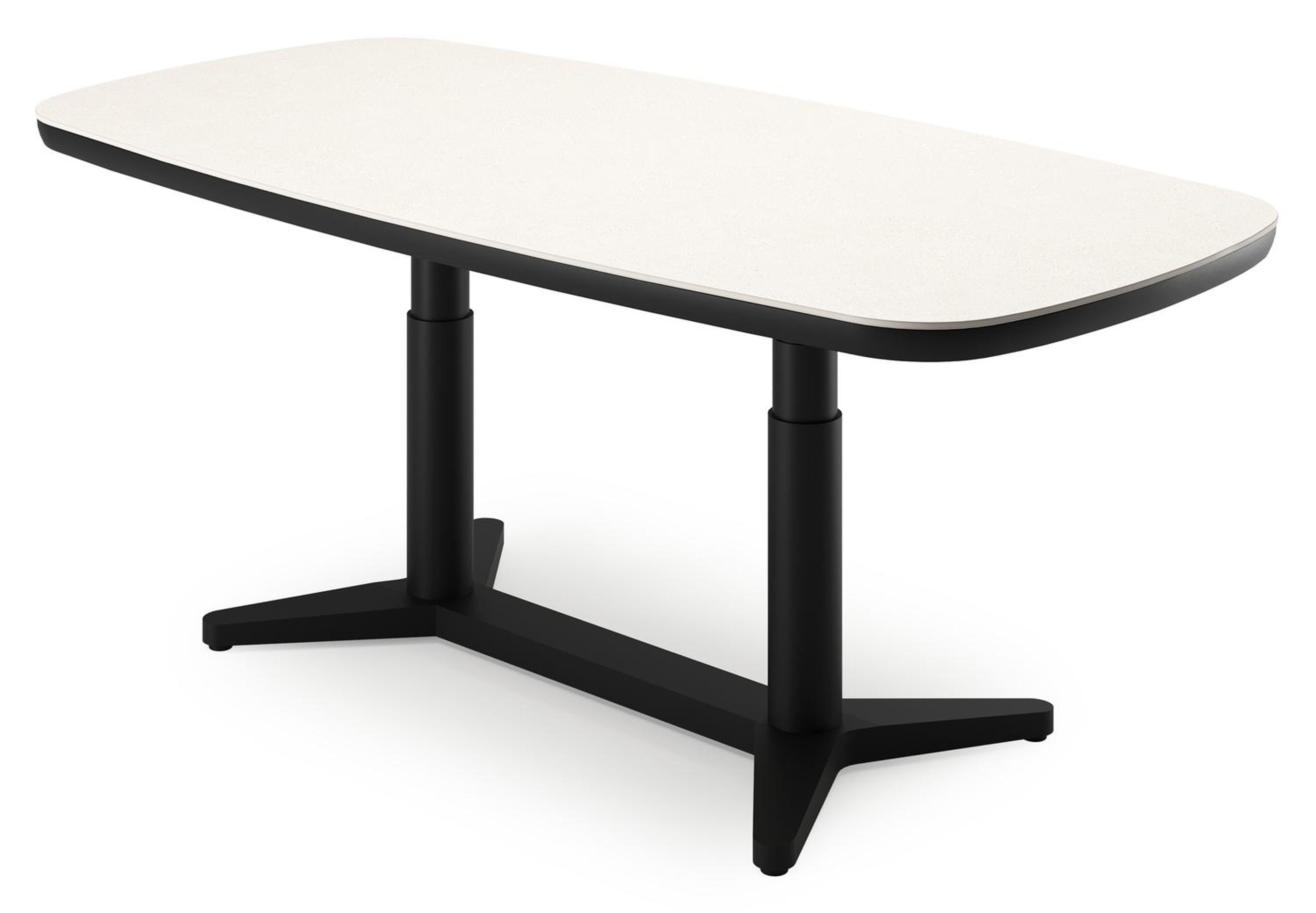 Tarsia tuinset bootvorm in zwart aluminium en sintered stone Crema minerale met 6 Berga tuinstoelen