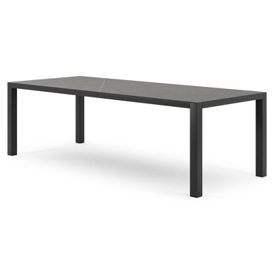 Como tuintafel in zwart aluminium en volkeramiek calatorao - L 240 x B 100 x H 75 cm