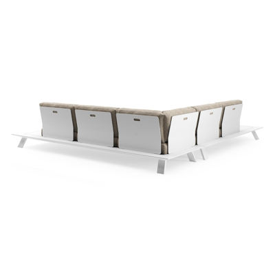 Salon de jardin d'angle Cesano en aluminium blanc et coussin en all weather Cosytica bora jungle