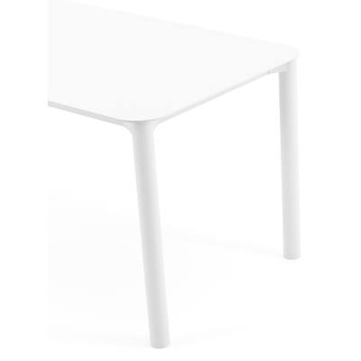 Table de jardin rectangulaire Orso arrondie en aluminium blanc - Lg. 140 x Lrg. 80 x Haut. 74,5 cm