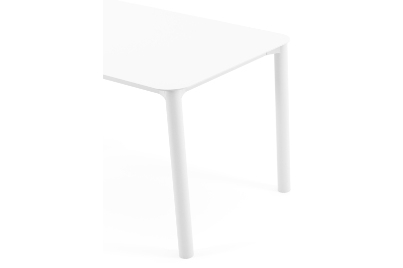 Table de jardin rectangulaire Orso arrondie en aluminium blanc - Lg. 140 x Lrg. 80 x Haut. 74,5 cm