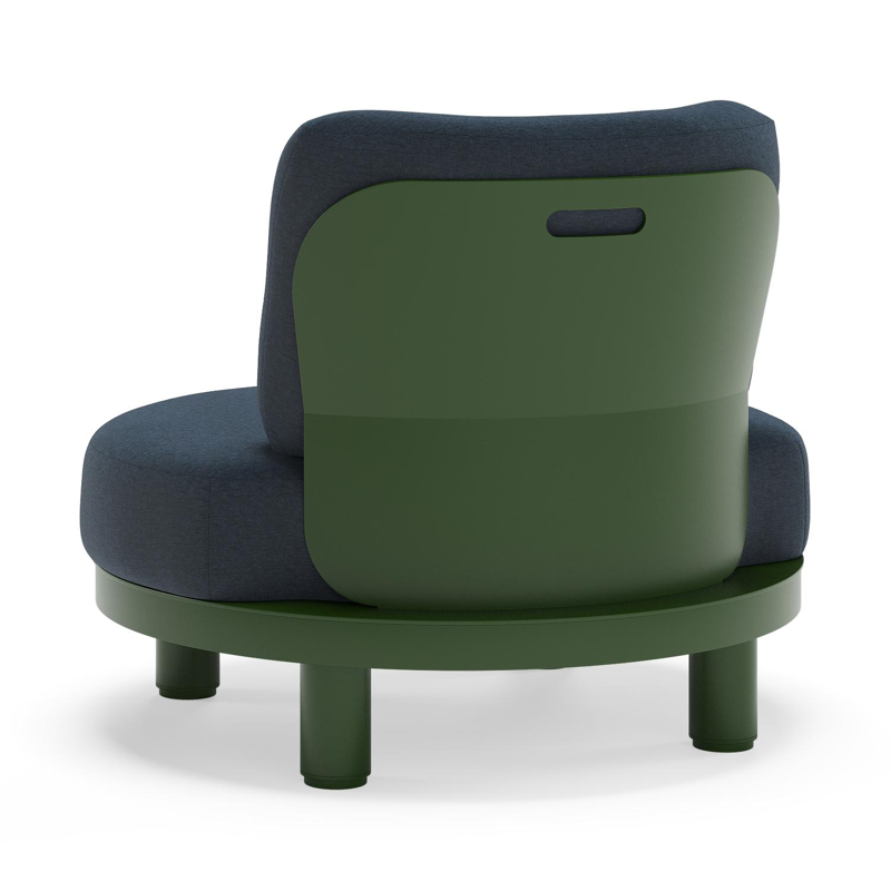Donato loungestoel in groen aluminium met all weather sunbrella® luxe Heritage Indigo kussen