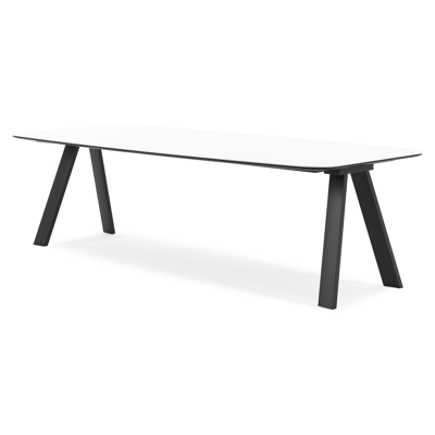 Cesano tuintafel in zwart aluminium en volkeramiek Arctic White - L 255 x B 155 x H 75 cm