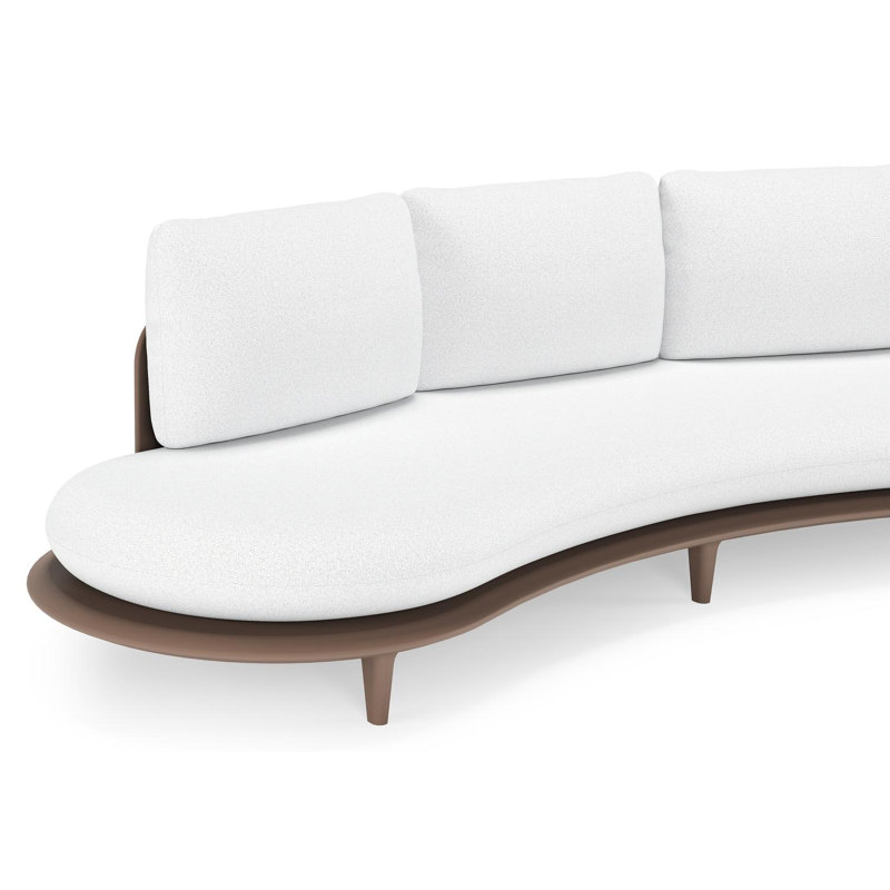 Canapé de jardin Bomero en aluminium taupe et coussins en all weather solica ego birch