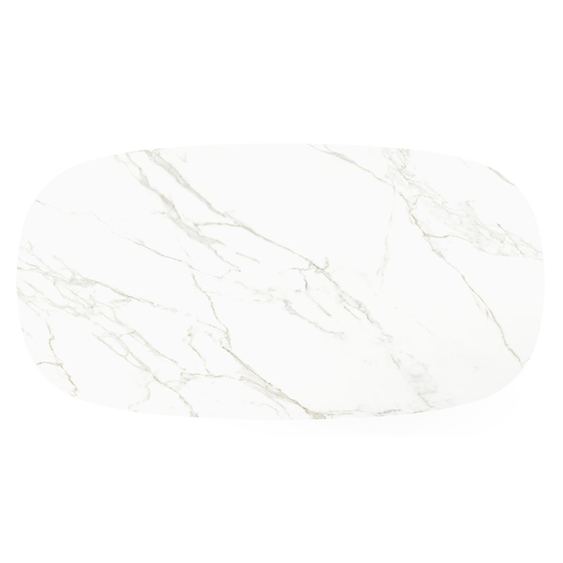 Amico tuintafel bombo in zwart aluminium en volkeramiek Calacatta - L 210 x B 110 x H 74 cm