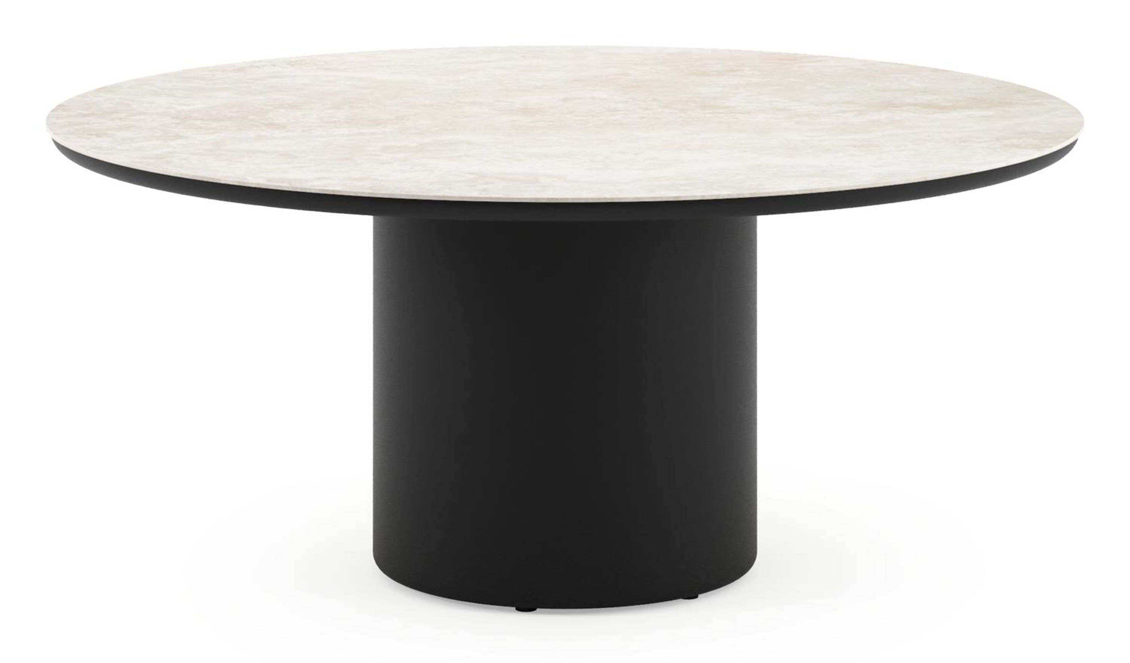 Amico low dining tuintafel rond in zwart aluminium en volkeramiek Rapolano - Dia. 148 x H 61 cm