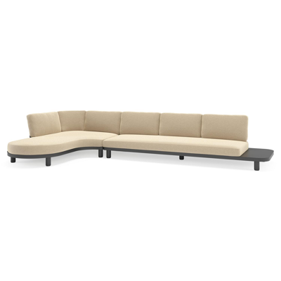 Donato loungehoek in zwart aluminium met all weather cosytica Althea Camel kussen