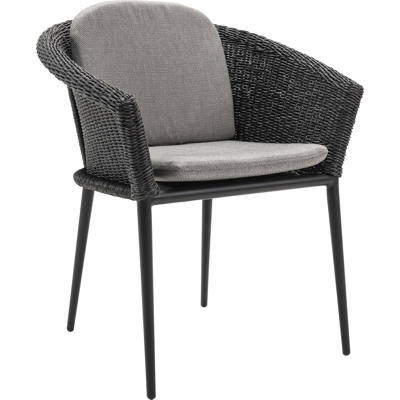 Toblino stapelbare tuinstoel zwart - aluminium en wicker