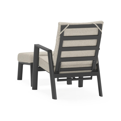 Avila loungestoel 1-zit + poef in zwart aluminium met twilight granite weather+ softtouch kussen