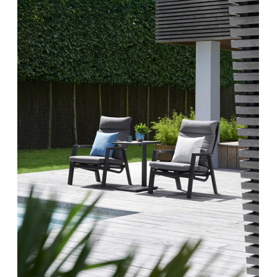 Prato balkonset in zwart aluminium met grijs weather+ textilene kussens