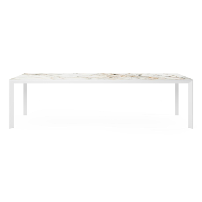 Malito tuintafel in wit aluminium en volkeramiek calacatta luxe - L 280 x B 110 x H 75,5 cm