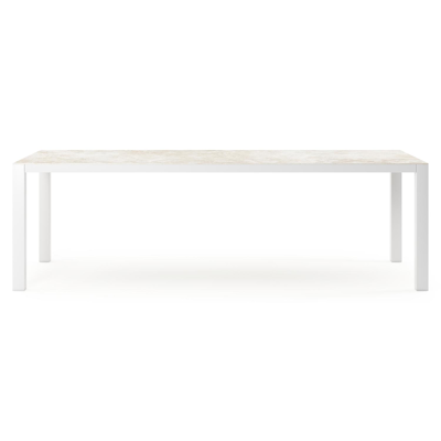Table de jardin Como rectangulaire en aluminium blanc et céramique pleine Rapolano Lg. 240 x Lrg. 100 cm