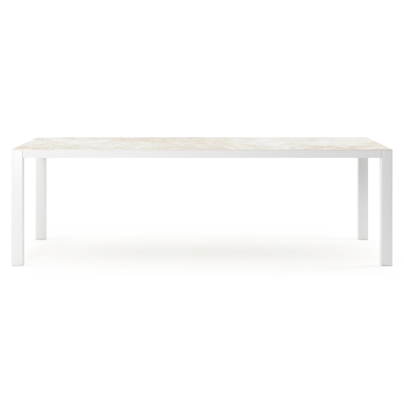 Table de jardin Como rectangulaire en aluminium blanc et céramique pleine Rapolano Lg. 240 x Lrg. 100 cm