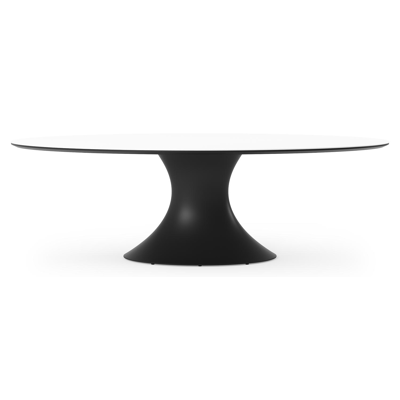 Table de jardin Fano ovale en aluminium noir et céramique pleine Arctic White - Lg. 240 x Lrg. 135 x Haut. 75 cm