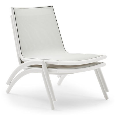 Fauteuil relax Siena en aluminium blanc avec textilène gris