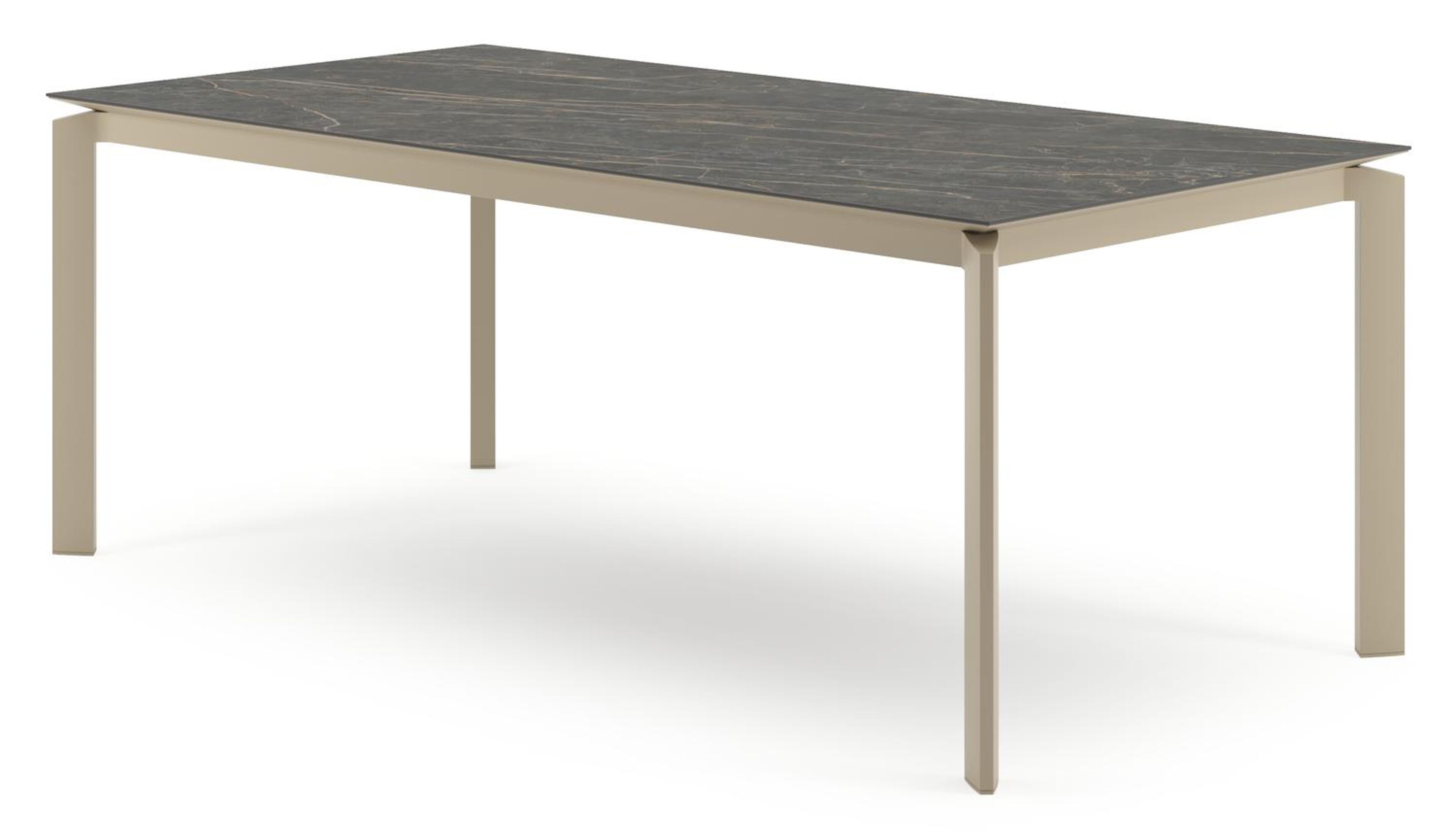 Cirello tuintafel rechthoekig in beige aluminium en volkeramiek Black Obsession - L 200 x B 100 x H 75 cm