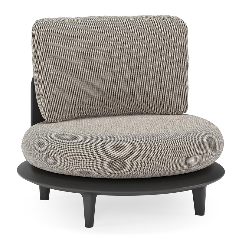 Bomero loungestoel in zwart aluminium met lopi pepper all weather sunbrella® luxe kussen