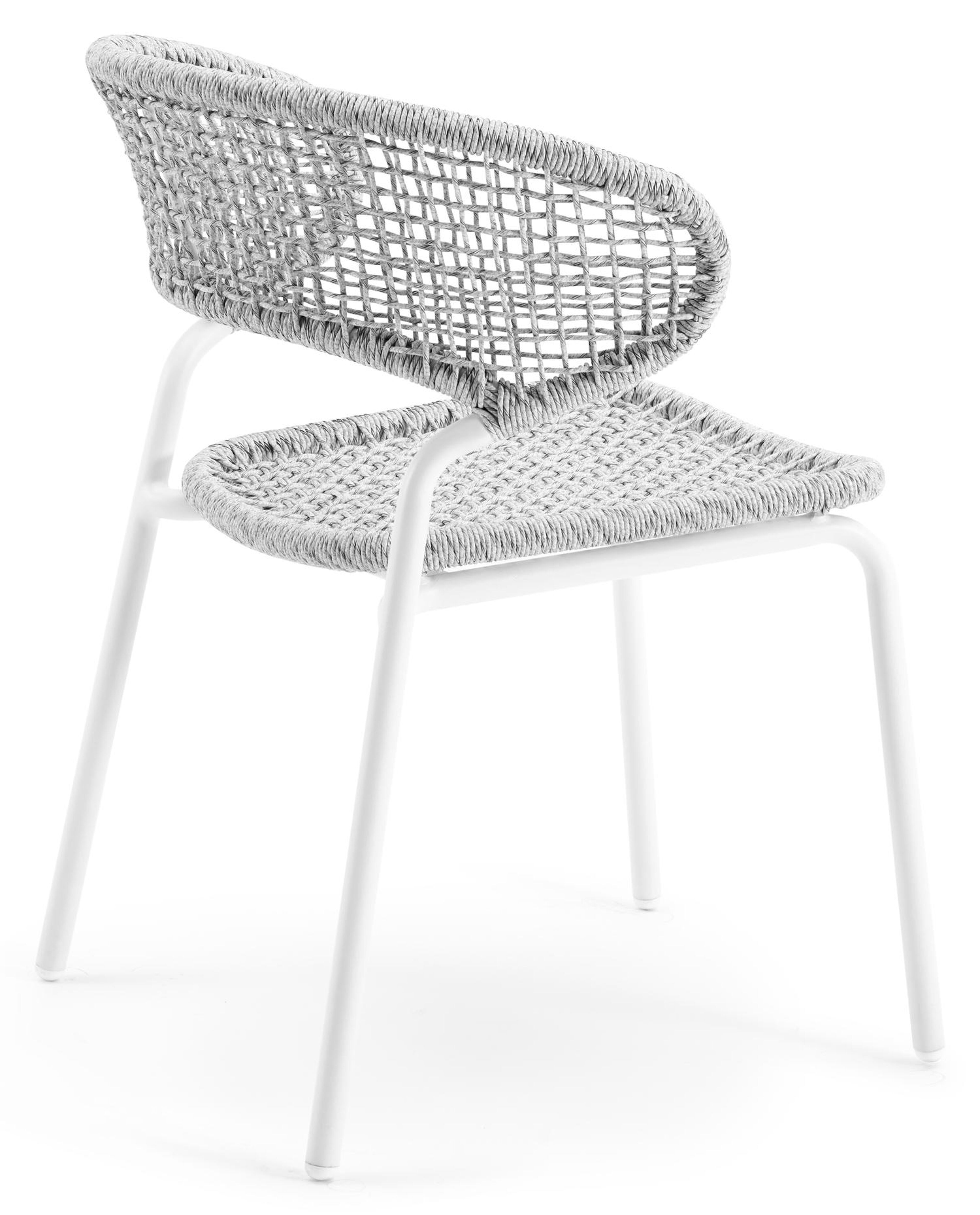 Donato XL stapelbare tuinstoel in wit aluminium en grijs wicker