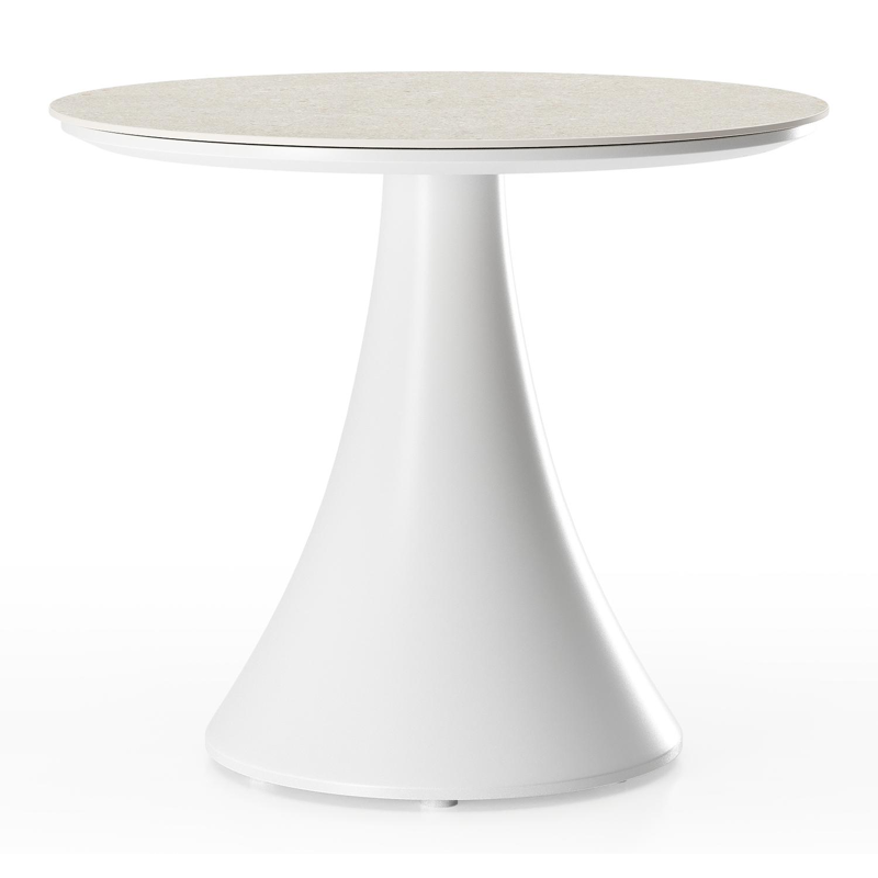 Fano low dining loungetafel in wit aluminium en volkeramiek shilin - Dia. 65 x H 55 cm