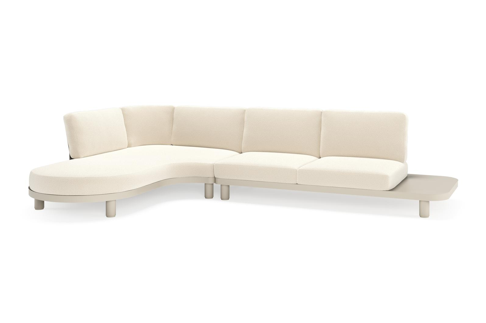 Donato loungehoek in beige aluminium met althea off white all weather cosytica kussen