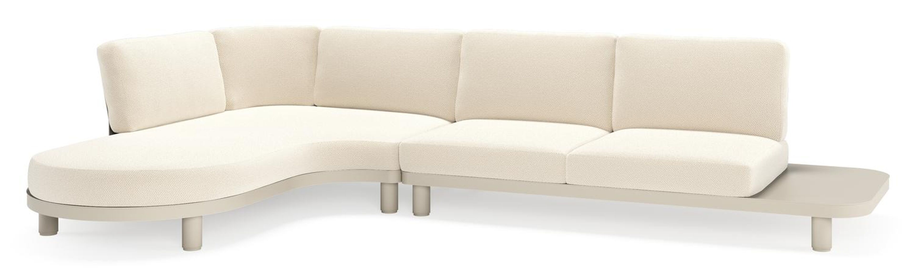 Donato loungehoek in beige aluminium met althea off white all weather cosytica kussen