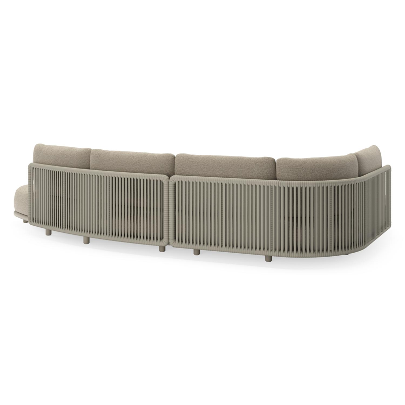 Lomano loungehoek in beige aluminium en beige verticaal geweven luxe vlakke rope met Catania Beige all weather cosytica