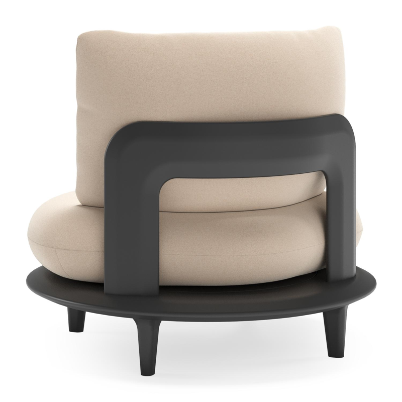 Bomero loungestoel in zwart aluminium met natte linen chalk all weather sunbrella® luxe kussen