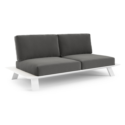 Cesano loungebank 2-zit in wit aluminium met natte charcoal chine all weather sunbrella® luxe kussen