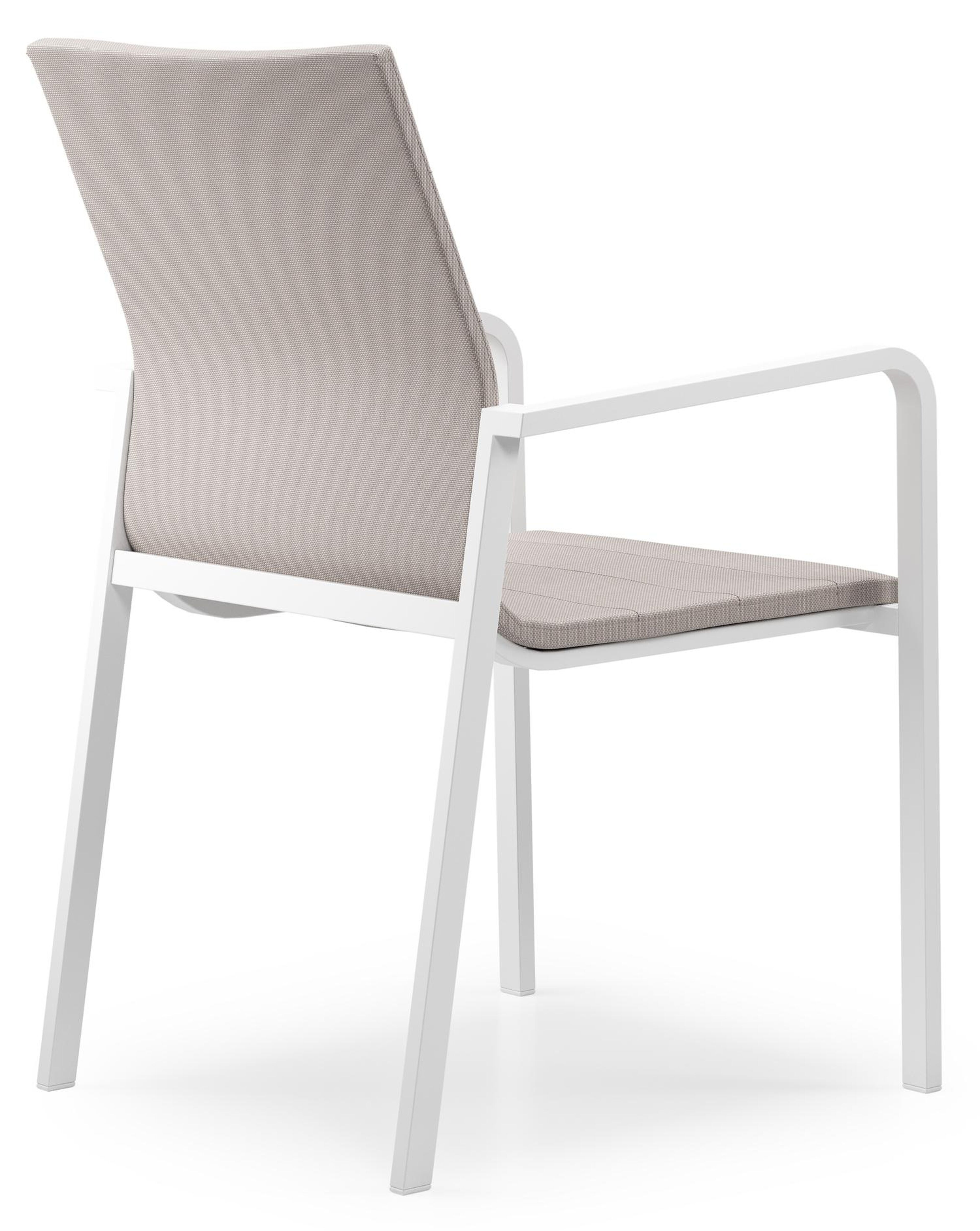 Como stapelbare tuinstoel in wit aluminium en beige luxe textilene