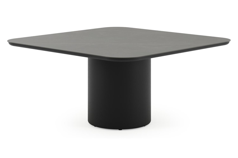 Amico tuintafel afgerond vierkant in zwart aluminium en volkeramiek Calatorao - L 148 x B 148 x H 73.5 cm