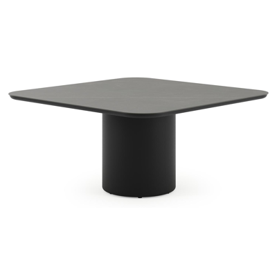 Amico tuintafel afgerond vierkant in zwart aluminium en volkeramiek Calatorao - L 148 x B 148 x H 73.5 cm