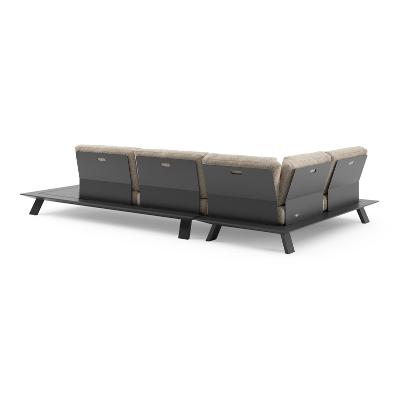 Cesano loungehoek in zwart aluminium met bora jungle all weather Cosytica kussen